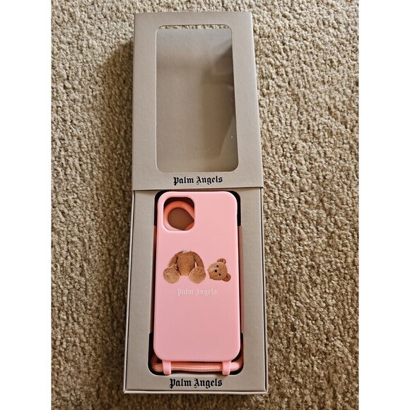 NWT Palm Angels Kill The Bear iPhone 12 Mini Phone Case Laynard Authentic PINK - Picture 1 of 4